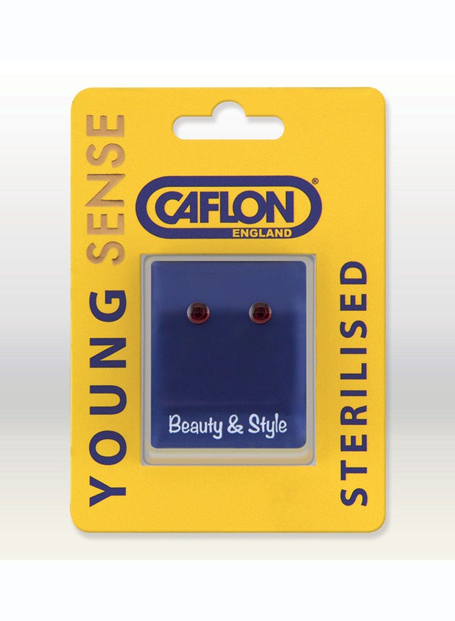 Caflon Young Sense Gold Plated Small | Ruby Red Earring
