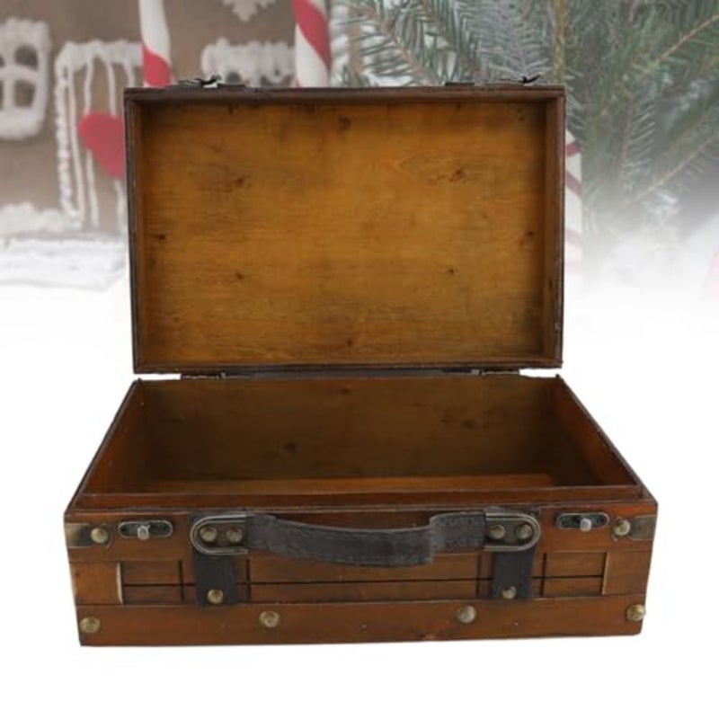 CHICIRIS Vintage Wooden Suitcase, Vintage Decorative Storage Box with Sturdy Locks for Home Decor, Props, Housewarming Gifts, Worn Out Yellow - Image 4