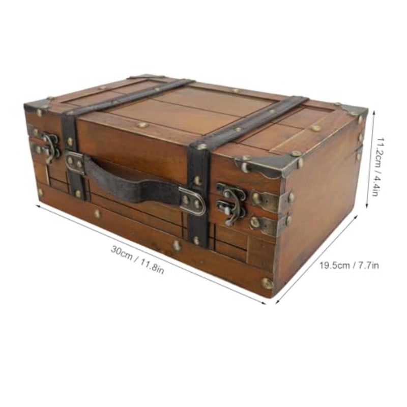 CHICIRIS Vintage Wooden Suitcase, Vintage Decorative Storage Box with Sturdy Locks for Home Decor, Props, Housewarming Gifts, Worn Out Yellow - Image 5