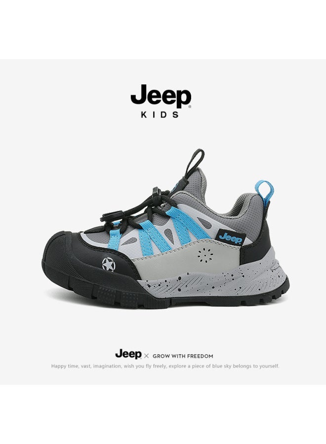 New  Running Shoes For Children, Fleece-lined Sneakers, Waterproof Winter And Autumn Double-layer Cotton Shoes, Leather Shoes, Brand Outdoor