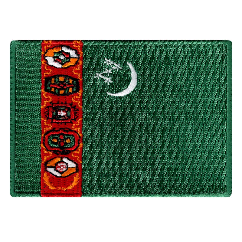 Cypress Collectibles Embroidered Patches Cypress Collectibles  Turkmenistan Flag Patch  Premium Embroidered Appliqu  Asian Country Iron On Patches  Dimensions 35 x 25