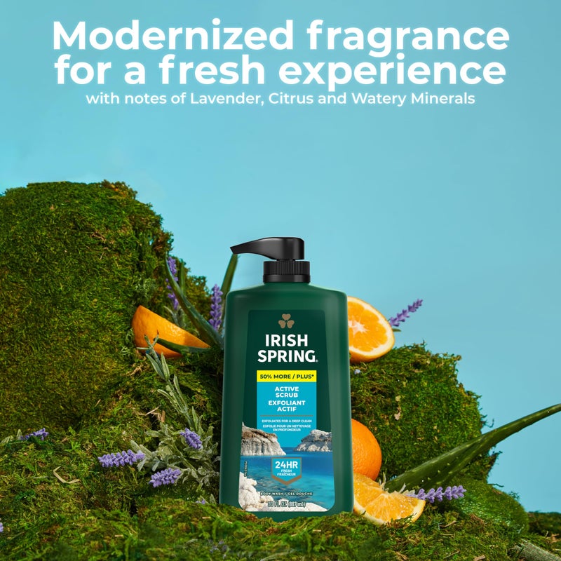 Irish Spring Active Scrub Moisturizing Face and Body Wash, 30 oz Pump Bottle (Pack of 2) - Image 3