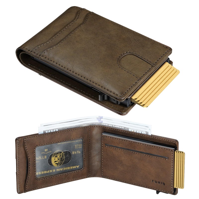 furid Card Wallet For Men Slim: Smart Rfid Minimalist Front Pocket Pop Up Wallet with ID Window - Stocking Stuffers Gifts Boxed for Husband Father at Birthday Anniversary - Image 1