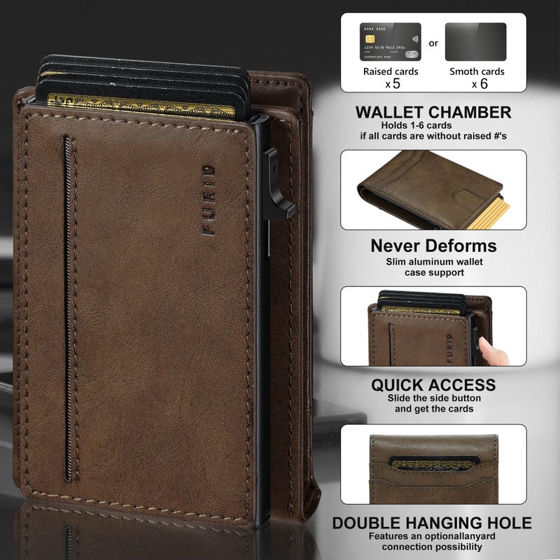 furid Card Wallet For Men Slim: Smart Rfid Minimalist Front Pocket Pop Up Wallet with ID Window - Stocking Stuffers Gifts Boxed for Husband Father at Birthday Anniversary - Image 4
