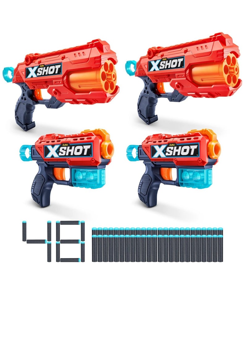 Zuru X-Shot - ZURU X-Shot Excel Double Reflex 6 Blaster, Double Kickback Blaster Combo Pack, 48 Darts, 3 Cans - Image 1