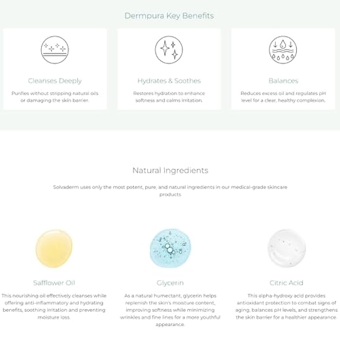 Solvaderm Dermpura Gentle Facial Cleanser – Daily Purifying Face Wash with Natural Botanicals for All Skin Types – Removes Dirt, Oil & Makeup Without Stripping Moisture – pH-Balanced & Soothing - Image 2