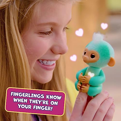 Fingerlings 2023 NEW Interactive Baby Monkey Reacts to Touch – 70+ Sounds & Reactions – Ava (Teal) - Image 2