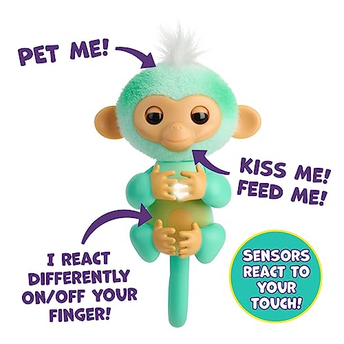 Fingerlings 2023 NEW Interactive Baby Monkey Reacts to Touch – 70+ Sounds & Reactions – Ava (Teal) - Image 4