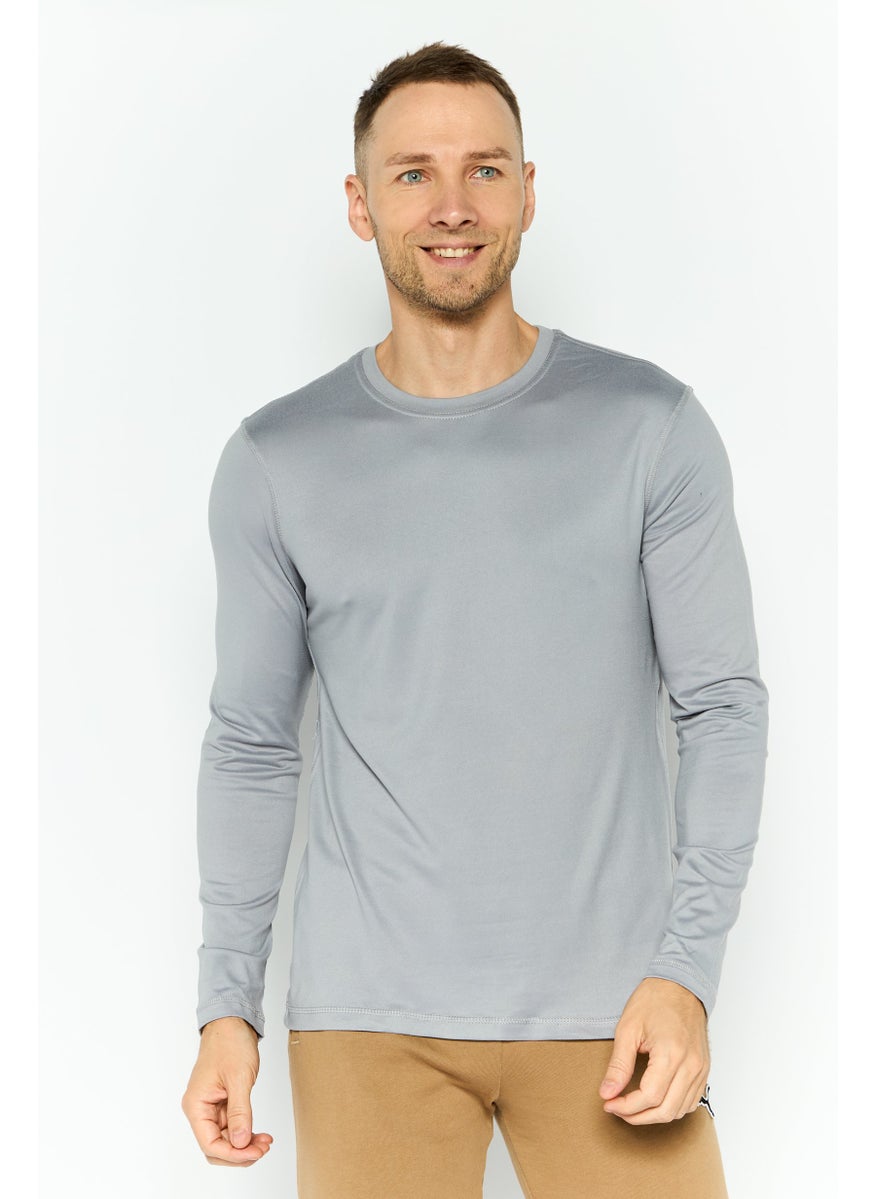 90 Degree By Reflex Men Sportswear Fit Long Sleeve Outdoor Shirt, Grey  - Image 1