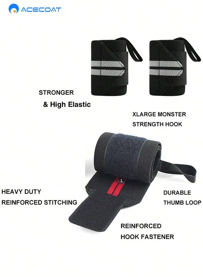 ACECOAT Wrist Supporter For Gym Wrist Band For Men Gym & Women With Thumb Loop Straps Accessories For Men Hand Grip & Wrist Support Sports Straps For Gym, Weightlifting - Image 4