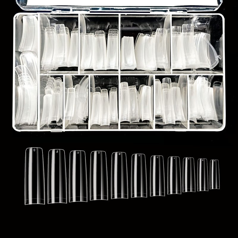 بي يو كليير هاف مون 510 نصائح أظافر صناعية مزيفة 11 حجم مع علبة بلاستيكية شفافة لصالون الأظافر متجر الأظافر