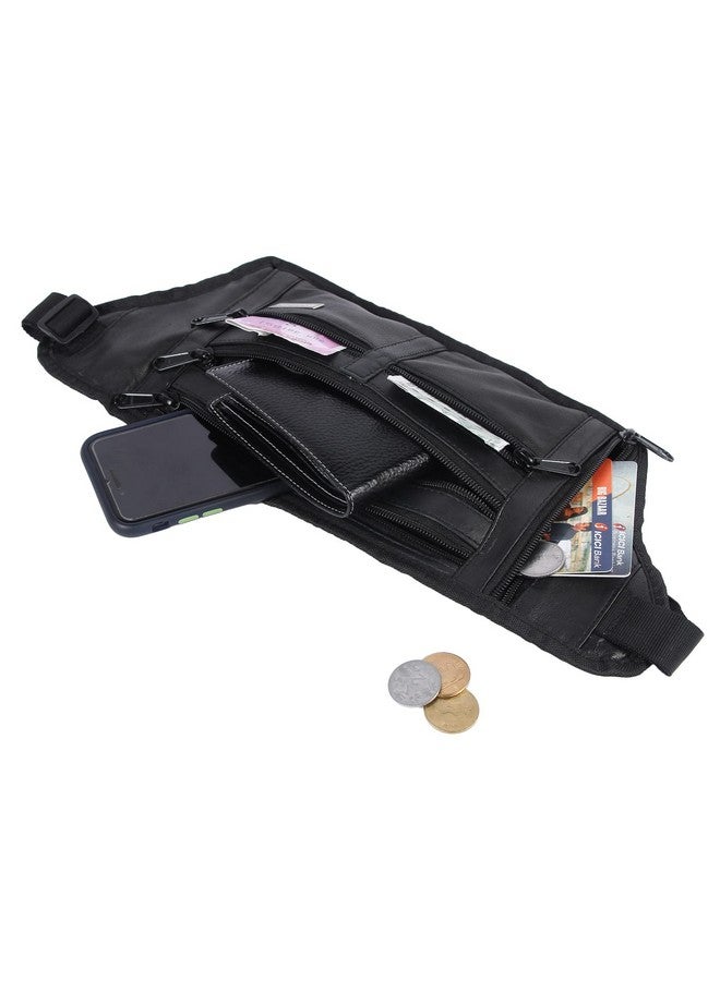 K London Leather Men Women Flat Waist Bag Fanny Bag Travel Document Holder (2914_Black_roam) - Image 2