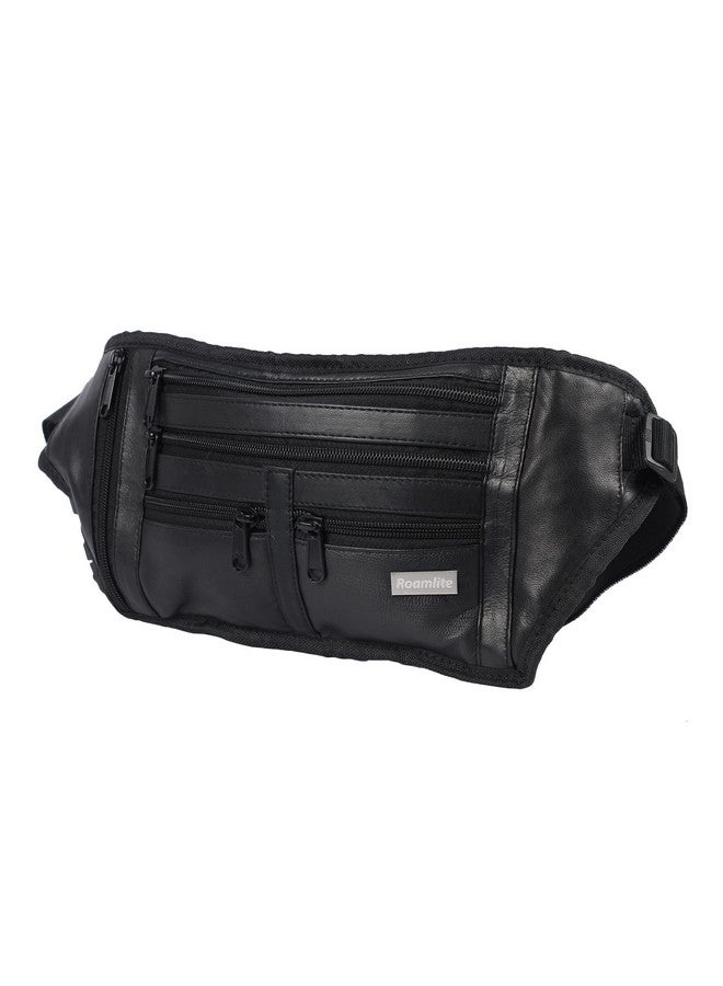 K London Leather Men Women Flat Waist Bag Fanny Bag Travel Document Holder (2914_Black_roam) - Image 4