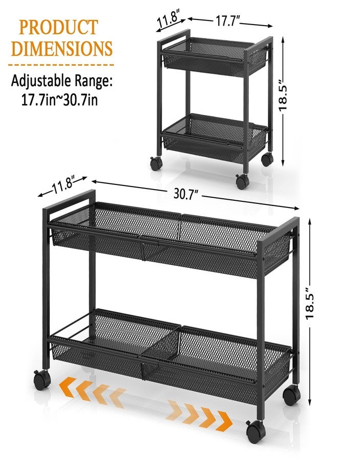 3IngSeagulls 2-Tier Expandable Rolling Pantry Floor Organizer, Stackable Pantry Storage Cart with Wheels, Kitchen Fruit and Vegetable Storage Rack for Onion, Potato, Food, Snacks - Image 2