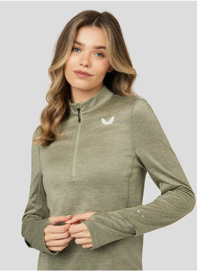 CASTORE Women’S Active Long Sleeve Half Zip Midlayer Top - Laurel Green