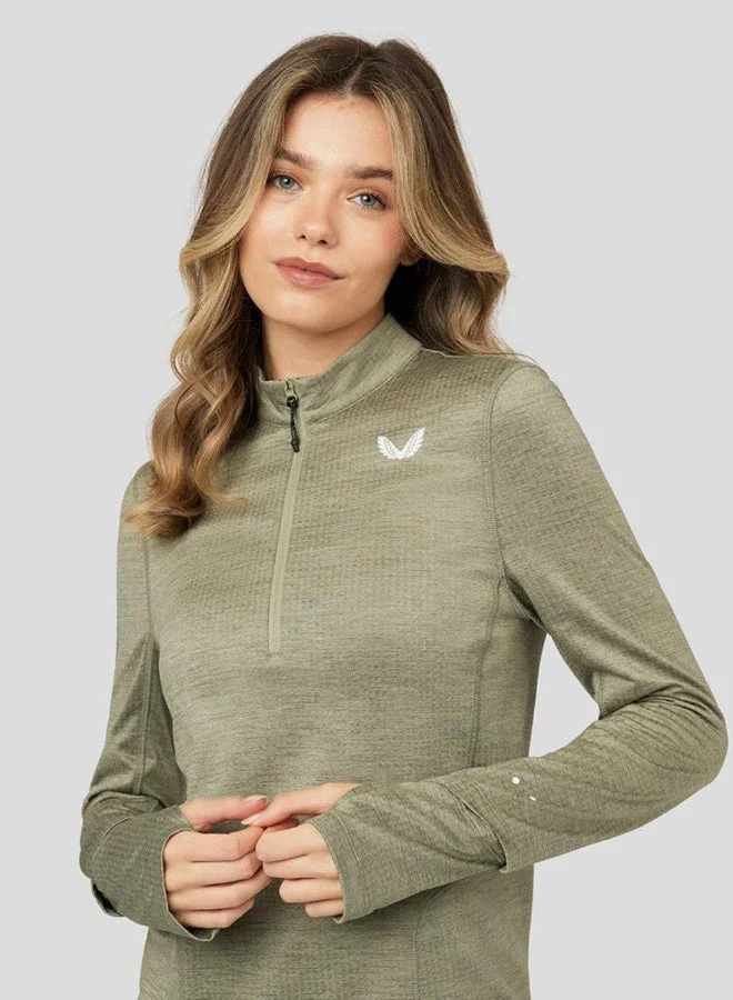 CASTORE Women’S Active Long Sleeve Half Zip Midlayer Top - Laurel Green