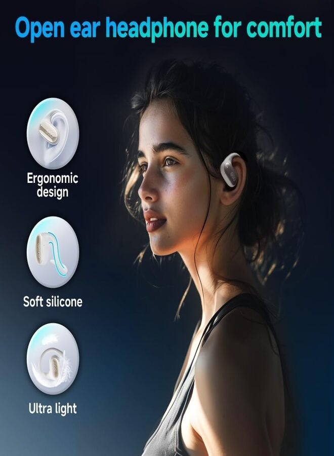QCY Crossky GTR2 Open Ear Earbuds, Bluetooth Headphones 5.4 Wireless Earbuds with Earhooks, 28H Playtime, Muiltpoint Connection, IPX5 Waterproof, Comfortable Ear Buds Compatible with iPhone & Android - white - Image 2