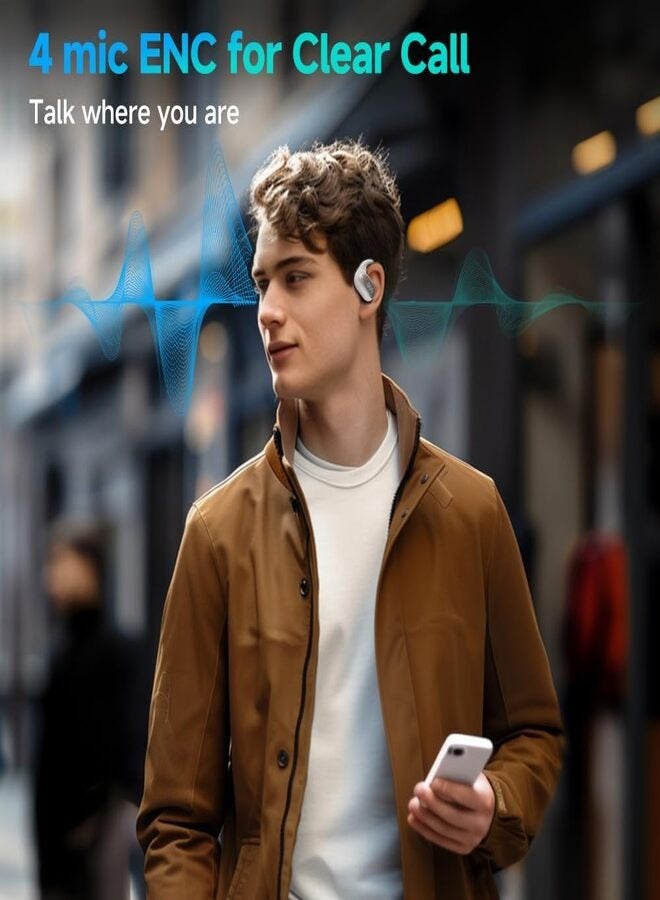QCY Crossky GTR2 Open Ear Earbuds, Bluetooth Headphones 5.4 Wireless Earbuds with Earhooks, 28H Playtime, Muiltpoint Connection, IPX5 Waterproof, Comfortable Ear Buds Compatible with iPhone & Android - white - Image 4
