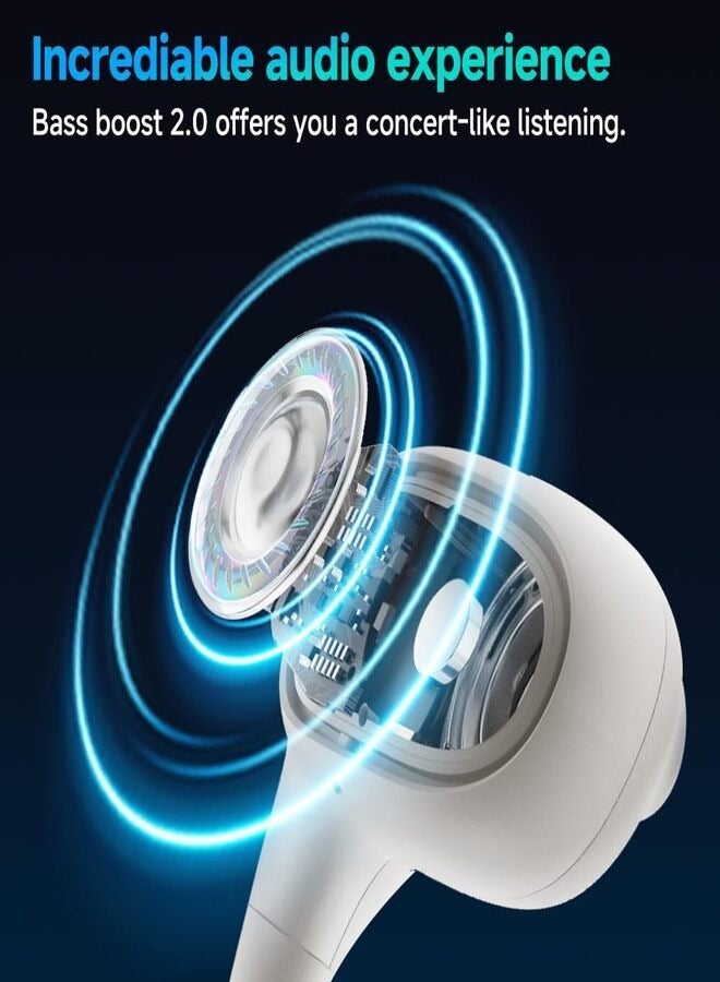 QCY Crossky GTR2 Open Ear Earbuds, Bluetooth Headphones 5.4 Wireless Earbuds with Earhooks, 28H Playtime, Muiltpoint Connection, IPX5 Waterproof, Comfortable Ear Buds Compatible with iPhone & Android - white - Image 5