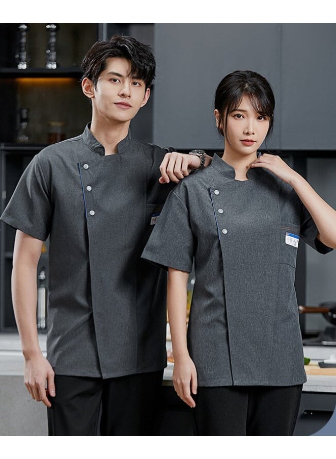 NIBEMINENT Chef's Jacket For Men Women Short Sleeve Cook Shirt Pizza Restaurant Waiter Uniform Cook Top Kitchen Clothes Catering Work Wear - Image 1