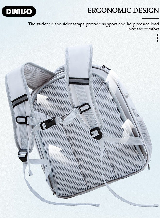 DUNISO Expandable Cat Backpack, Pet Carrier Backpack for Small Medium Dogs Cats, Pet Carrier Hiking Backpack with Ventilated Mesh, Pet Backpack With Top Handle and Safety Tether, Airline Approved, Designed for Travel, Hiking, Walking & Outdoor Use - Image 5