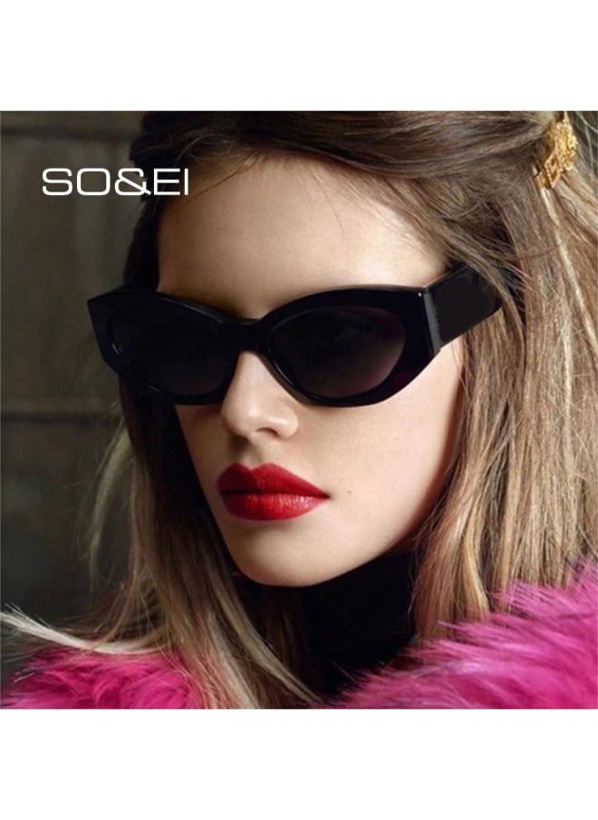 ماركة غير محددة - نظارات شمسية SO&EI أنيقة على شكل عين القطة غير منتظمة للنساء، نظارات كلاسيكية بلون الحلوى الشفاف للرجال، نظارات شمسية مضلعة رائجة، ظلال UV400- عدسات اللون: أزرق رمادي - Image 1
