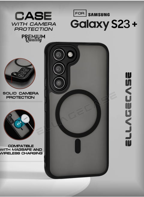 Case for Samsung Galaxy S23 Plus, Ultra Thin Frameless Case With MagSafe Wireless Charging, Solid Camera Protection, Shockproof Magnetic Black Cover