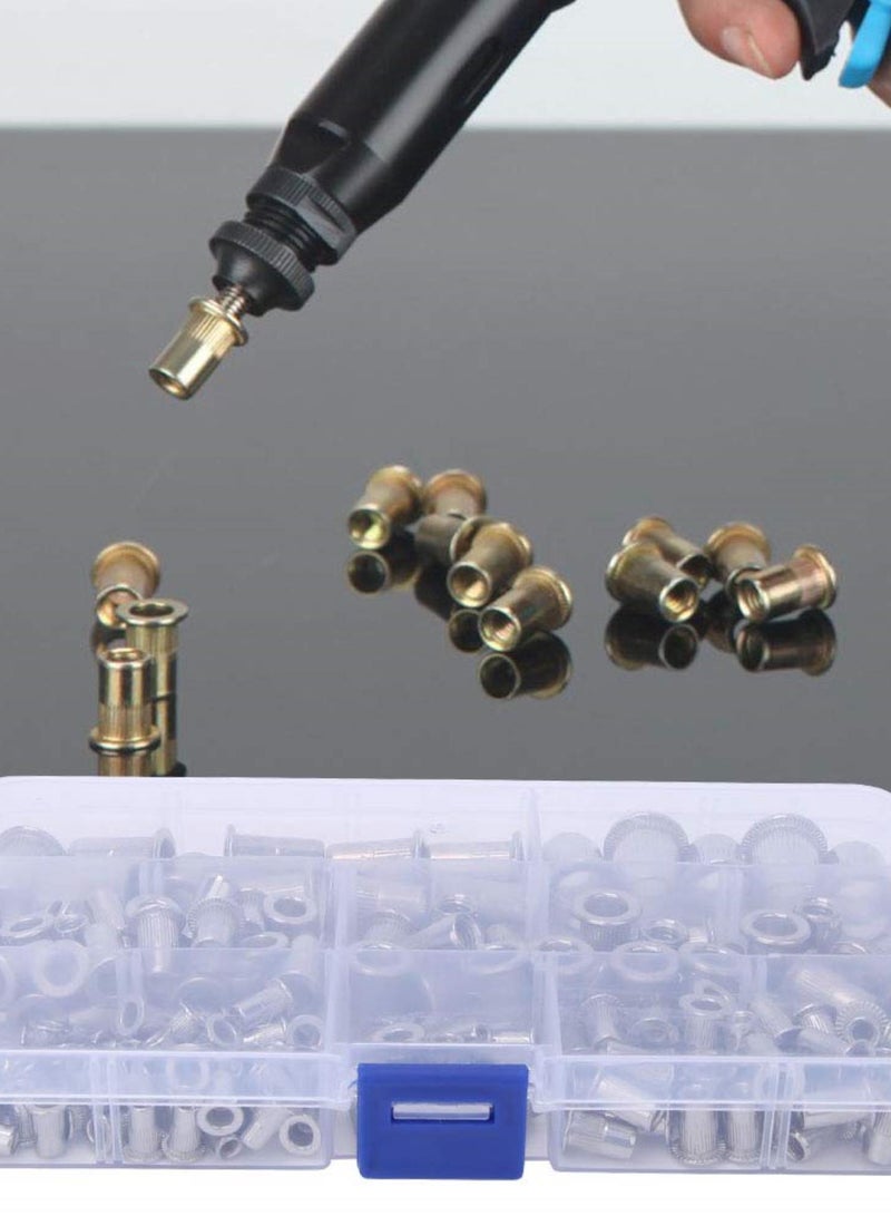 GGOOT Hardware Nuts, Rivet Nut Tool Kit Stainless Steel 304 M3~M10 Pull Rivet Nut 165 Pcs Rivet Nut Stainless Steel Rivets Compartment Kit - Image 5