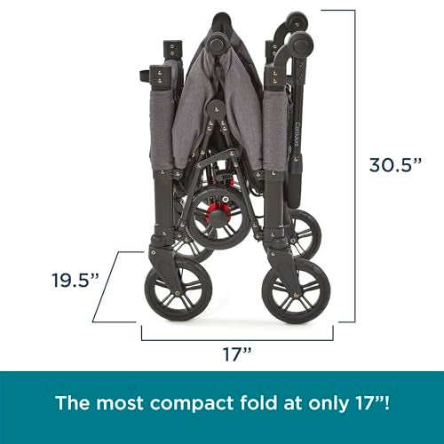 Contours Curve 360 Lightweight Double Baby Stroller Wagon for 2 Kids, Fits Infant Car Seats, Ultra Maneuverable, Easy in and Out for Toddlers with Deep Footwell, Storage Pockets and Adjustable Handle - Image 5