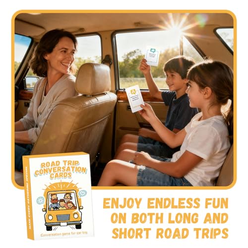 QUEKA KANBAI Road Trip Conversation Cards for Kids and Adults Talk Laugh Bond for Family Trip Conversation Cards for Family Car Game Road Trip Essentials - Image 5