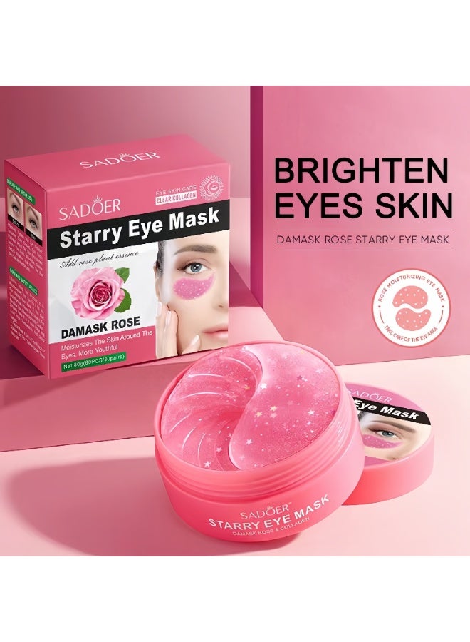 Sadoer Lktvys Rose Eye Mask - Soothing Eye Gel Pads for Dark Circles & Puffiness, Hydrating Eyes Patches with Antioxidants for Wrinkles, Gentle Eye Pads for All Skin Types, Especially Sensitive Skin - Image 2