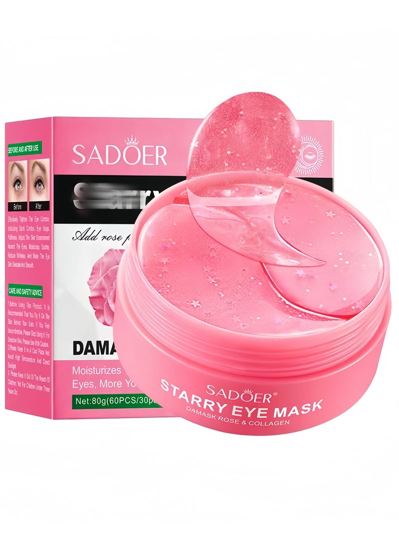 Sadoer Lktvys Rose Eye Mask - Soothing Eye Gel Pads for Dark Circles & Puffiness, Hydrating Eyes Patches with Antioxidants for Wrinkles, Gentle Eye Pads for All Skin Types, Especially Sensitive Skin - Image 1