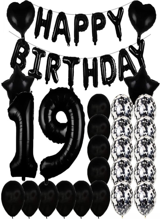 ZSNWGZ Sweet 19th Birthday Decorations Party Supplies,Black Number 19 Balloons,19th Foil Mylar Balloons Latex Balloon Decoration,Great 19th Birthday for Girls,Women,Men,Photo Props - Image 1