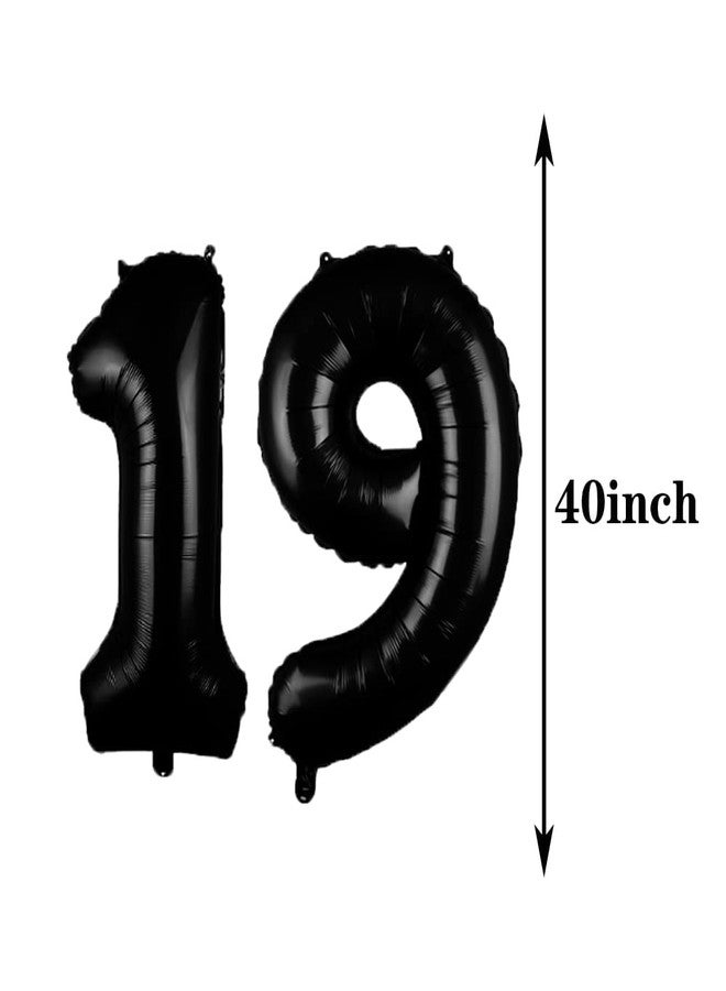 ZSNWGZ Sweet 19th Birthday Decorations Party Supplies,Black Number 19 Balloons,19th Foil Mylar Balloons Latex Balloon Decoration,Great 19th Birthday for Girls,Women,Men,Photo Props - Image 2