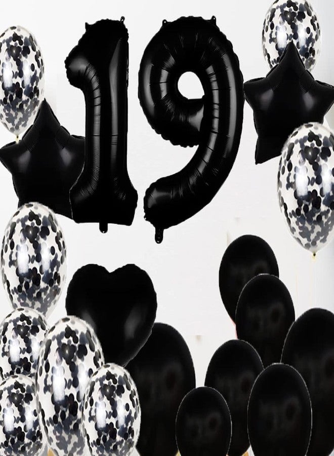 ZSNWGZ Sweet 19th Birthday Decorations Party Supplies,Black Number 19 Balloons,19th Foil Mylar Balloons Latex Balloon Decoration,Great 19th Birthday for Girls,Women,Men,Photo Props - Image 5