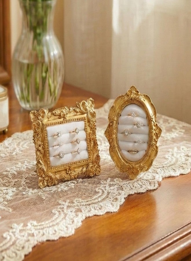 EazziSwitch 2Pcs Vintage Gold Ring Holder Set: Baroque Jewelry Display Stand for Women - Image 4