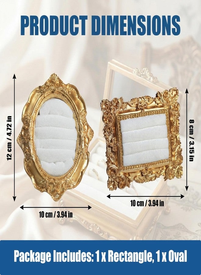 EazziSwitch 2Pcs Vintage Gold Ring Holder Set: Baroque Jewelry Display Stand for Women - Image 2
