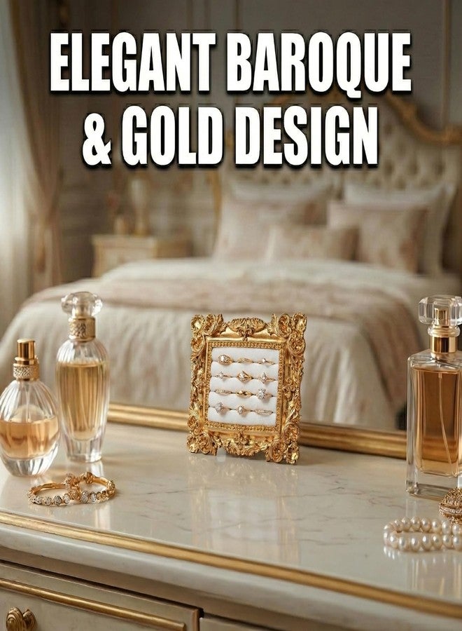EazziSwitch 2Pcs Vintage Gold Ring Holder Set: Baroque Jewelry Display Stand for Women - Image 5