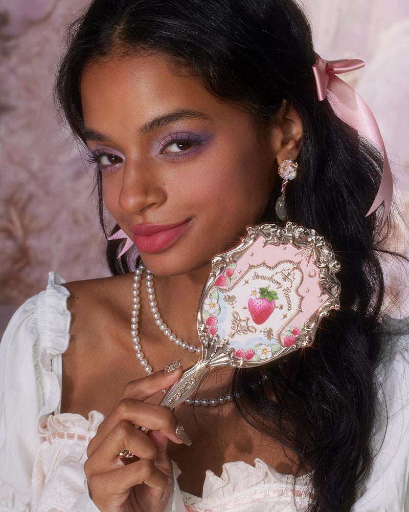 Flower Knows Strawberry Rococo Hand Mirror,Vintage Portable Handheld Mirror,Fancy & Pretty Princess Mirror with Long Handle,Gift for Girls(Soft Pink) - Image 4