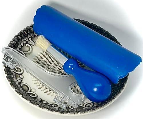 BonCera, All-in-one Premium Ceramic Garlic Grater Plate 4-Piece Set - Black Embossed Design and Style - For Garlic, Ginger, Chocolate, and more! - Comes with 5.25" Plate, Peeler, Brush, and Stand - Image 3