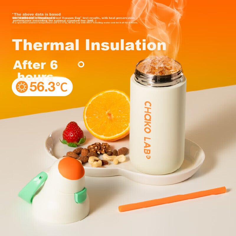 JD Jing Zao Chakolab Dual-Drinking Children's Insulated Cup, Student Straw Cup, Large Capacity Sports Water Bottle, Portable Office Cup, Stylish Kaka Cup - Image 4
