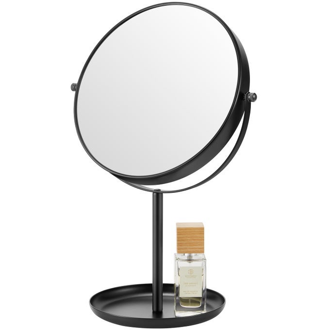 15X MAGNIFYING MAKEUP MIRROR 9 INCH TABLETOP MIRROR ON STAND LARGE DOUBLE SIDED VANITY MIRROR FOR DESK BLACK