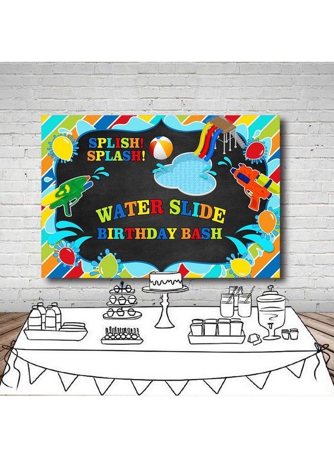 Boy Water Slide Birthday Bash Backdrop Splish Splash Chalkboard Party Summer Swimming Pool Balls Water Gun Background Photography Photo Booth Banner For Cake Table Supplies 7X5Ft - pzsku/Z6FAA0246AE6BBB8A12D0Z/45/_/1688537011/0c4d9e2d-6983-4051-b7be-6c2ba82d8d14