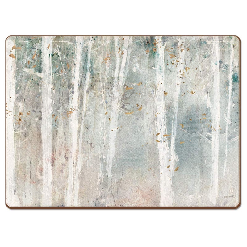 Cala Home Woodland Walk Decorative Hardboard Cork Back Tabletop Placemats 4 Pack Manufactured in The USA Heat Tolerant and Easily Wipes Clean - Image 1