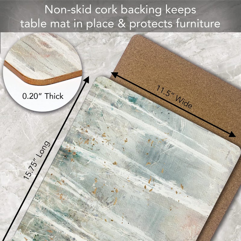 Cala Home Woodland Walk Decorative Hardboard Cork Back Tabletop Placemats 4 Pack Manufactured in The USA Heat Tolerant and Easily Wipes Clean - Image 5
