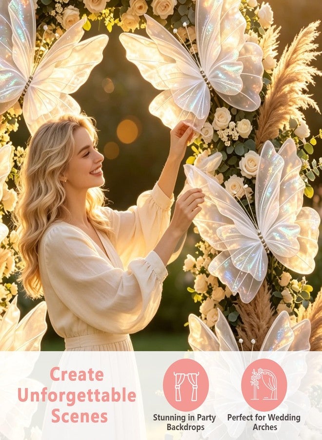 Irosiy ديكور حائط على شكل فراشة ثلاثية الأبعاد عملاقة، 8 قطع، 45-55 سم، أبيض مع شريط لاصق، مناسب لأعياد الميلاد - Image 1