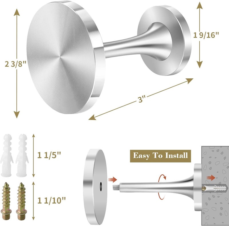 Gudui Curtain Holdbacks, Curtain Tiebacks Hooks Wall Mounted Drapery Holdbacks Curtain Pullbacks Medallion Round Curtain Holders for Wall with Screws, 2 Pack (Chrome Silver) - Image 2