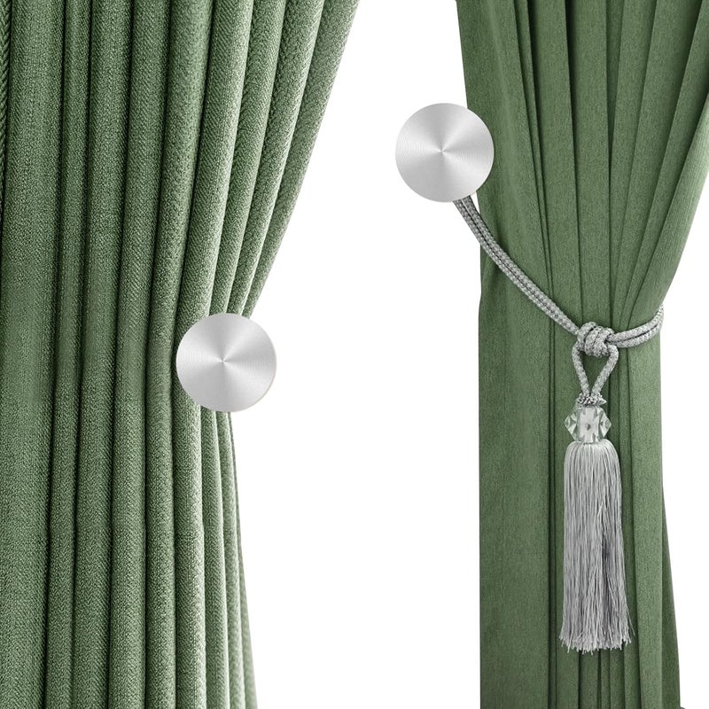 Gudui Curtain Holdbacks, Curtain Tiebacks Hooks Wall Mounted Drapery Holdbacks Curtain Pullbacks Medallion Round Curtain Holders for Wall with Screws, 2 Pack (Chrome Silver) - Image 4