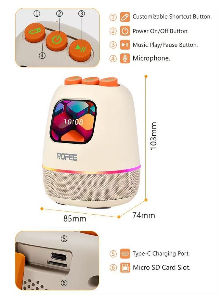 ROFEE A01-HIFI smart speaker with HD screen / Support SD card / RGB light / Alarm / Wireless connection / Calling / Message remain / Weather - Image 5