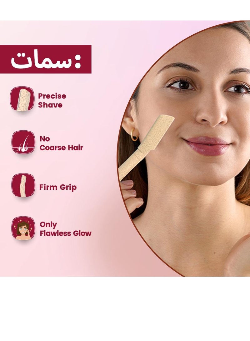 Floren Face Razor For Women For Smooth & Effortless Facial Hair Removal Suitable For Peach Fuzz,Chin,Upper Lips,Eyebrows Pack Of 3 - Image 3